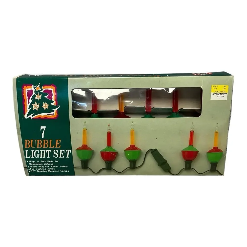 VTG Bubbling Lights Christmas Tree Holiday Decorative - 7 light set